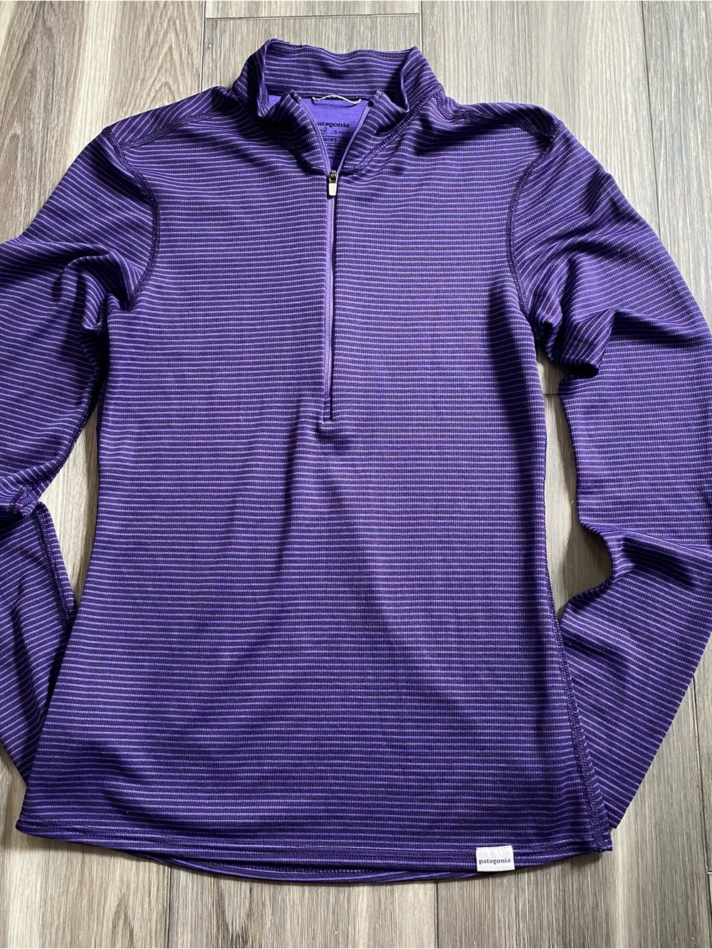 Patagonia Capilene 2 Polartec Women's XS Purple Striped 1/4 Zip Pullover